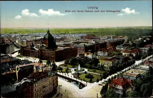 Ak Leipzig in Sachsen, Panorama, Blick vom Neuen Rathaus, Reichsgericht