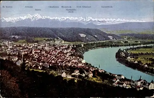 Ak Waldshut Tiengen am Hochrhein Baden Wüttemberg, Säntis, Panorama