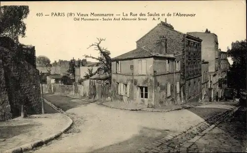 Ak Paris XVIII. Montmartre, Rue des Saules und de l'Abreuvoir