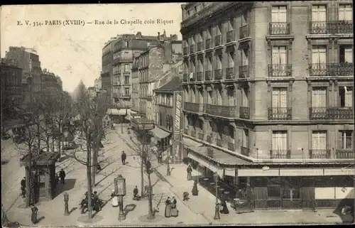 Ak Paris XVIII. Montmartre, Rue de la Chapelle Ecke Riquet