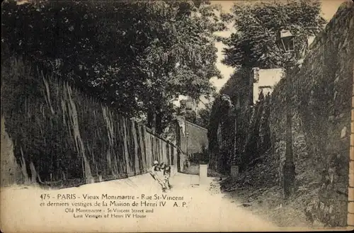 Ak Paris XVIII. Montmartre, Rue Saint Vincent, Haus von Heinrich IV