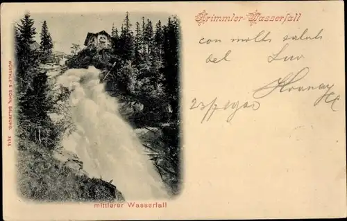 Ak Krimml in Salzburg, Krimmler Wasserfall, mittlerer Wasserfall