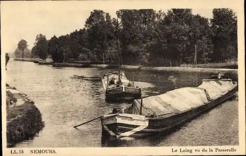 Ak Nemours Seine-et-Marne, Le Loing vu de la Passerelle