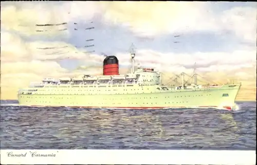 Künstler Ak Dampfschiff Carmania, Cunard Line, Ansicht Steuerbord