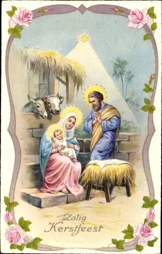 Passepartout Ak Glückwunsch Weihnachten, Heilige Familie, Gebet