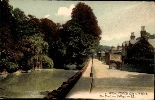 Ak Bonchurch Isle of Wight England, The Pond and Village