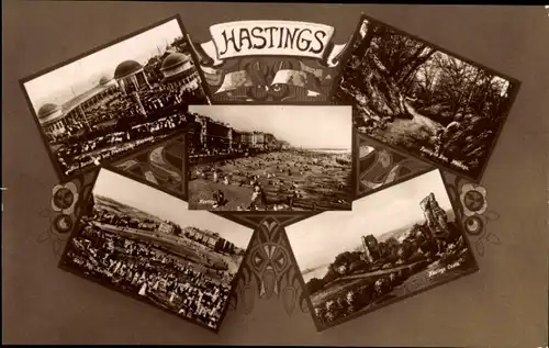 Ak Hastings East Sussex England, Strand, Burgruine