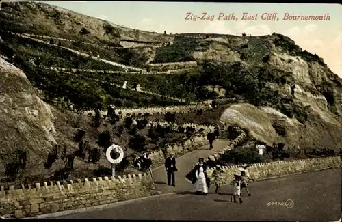 Ak Bournemouth Dorset England, Zig-Zag Path, East Cliff