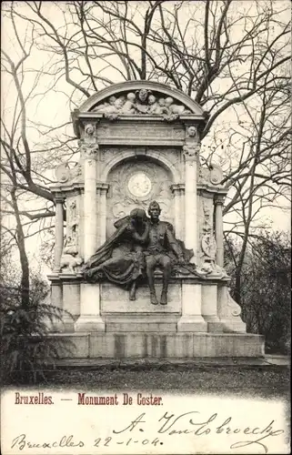 Ak Bruxelles Brüssel, Monument de Coster