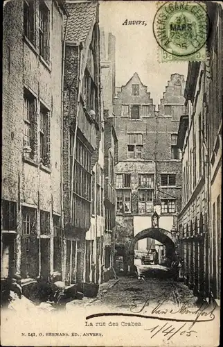 Ak Anvers Antwerpen Flandern, Rue des Crabes