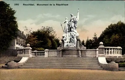 Ak Neuchâtel Neuenburg Stadt, Denkmal der Republik