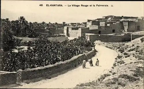 Ak El Kantara Algerien, Red Village und der Palmenhain