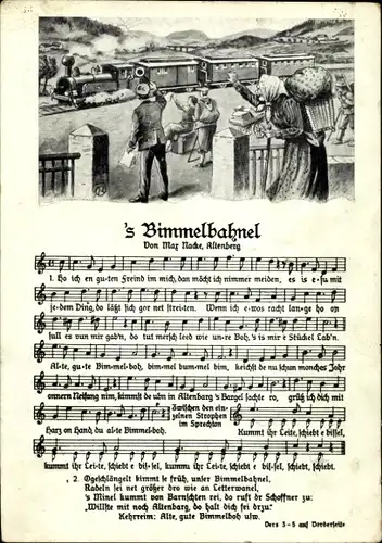 Lied Ak Nacke, Max, 's Bimmelbahnel, Eisenbahn