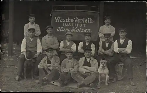 Foto Ak Hamburg Nord Winterhude, Wäsche-Verleih Institut Hans Kolzen, Grasweg 66