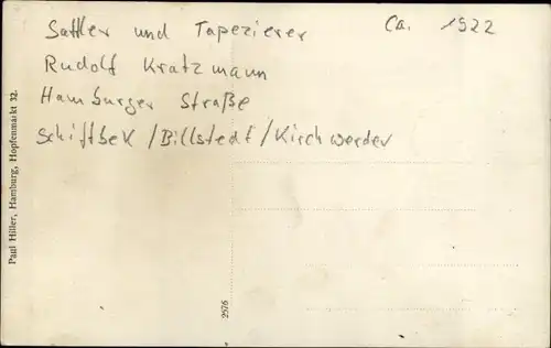 Foto Ak Hamburg Billstedt Schiffbek Kirchwerder, Sattler u. Tapezierer Rudolf Kratzmann, Familie