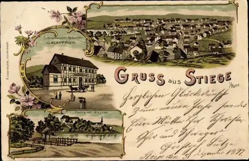 Litho Stiege Oberharz am Brocken, Gesamtansicht, Schlossbrauerei Restaurant