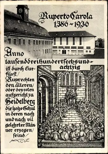 Künstler Ganzsachen Ak Heidelberg 550 Jahrfeier Universität 1936, Ruperto Carola