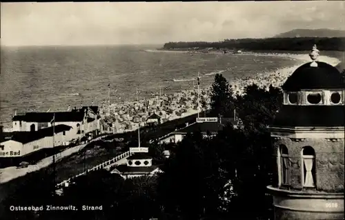 Ak Ostseebad Zinnowitz auf Usedom, Strandblick, Promenade