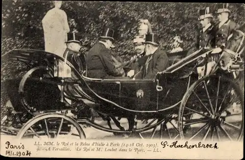 Ak Versailles, Der König und Herr Laubet im Park, 14.-18. Oktober 1903