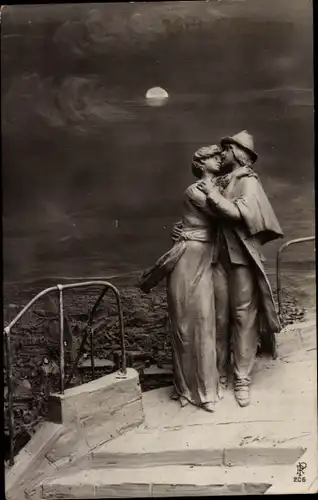 Künstler Ak Liebespaar, Mondschein