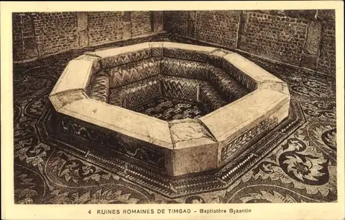 Ak Timgad Algerien, Römische Ruinen, Byzantinisches Taufbecken