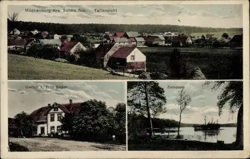 Ak Sarbiewo Mückenburg in der Neumark, Gasthof, Ziethensee