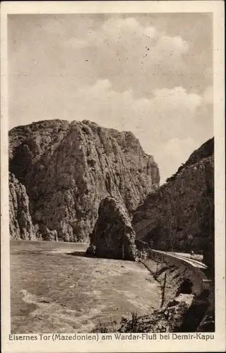 Ak Demir Kapija Eisernes Tor Mazedonien, Teilansicht, Wardar Fluss