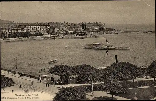 Ak Genève Genf Schweiz, Hafen, Dampfer