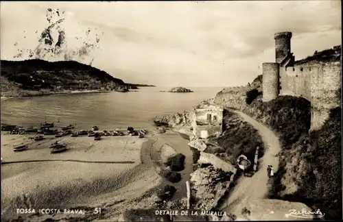 Ak Tossa Costa Brava Katalonien, Stadtmauer