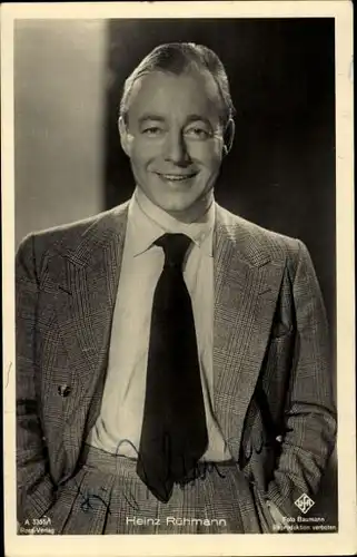 Ak Schauspieler Heinz Rühmann, Portrait, Autogramm