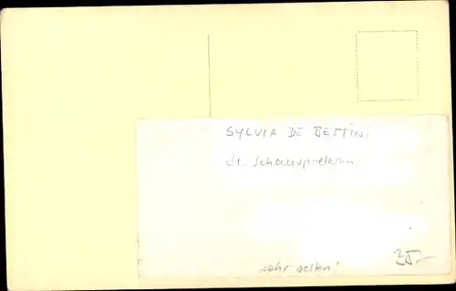 Ak Schauspielerin Sylvia de Bettini, Portrait, Kleid, Autogramm