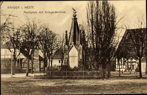 Ak Rahden in Westfalen, Marktplatz, Kriegerdenkmal