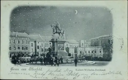 Mondschein Ak Elberfeld Wuppertal, Kaiser Wilhelm-Denkmal