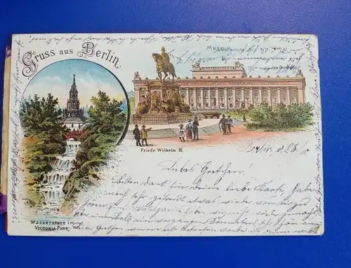 Mechanische Litho Berlin, Friedrich Wilhelm III.-Denkmal, Victoria-Park, Wassersturz