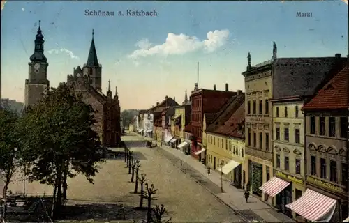 Ak Świerzawa Schönau an der Katzbach Schlesien Polen, Markt, Geschäfte