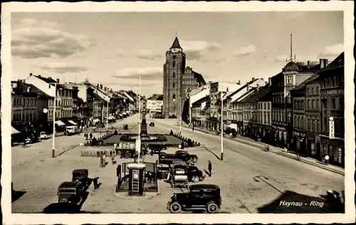 Ak Haynau Schlesien, Ring mit Denkmal, Rathaus, Autos