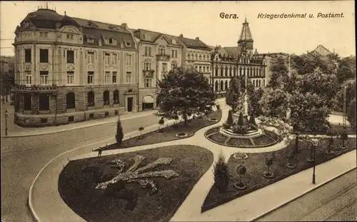 Ak Gera in Thüringen, Kriegerdenkmal, Post