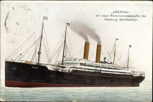 Ak Passagierdampfer Amerika, HAPAG