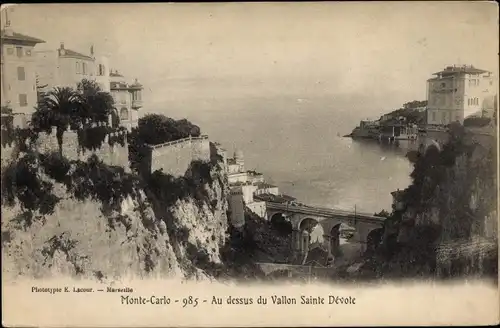 Ak Monte Carlo Monaco, Au dessus du Vallon Sainte Devote