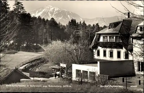 Ak Mariahilfberg Gutenstein in Niederösterreich, Gasthof Zechmeister, Schneeberg