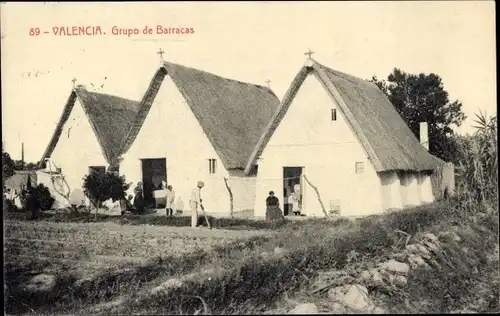 Ak Valencia Stadt Spanien, Grupo de Barracas, Reetdachhäuser