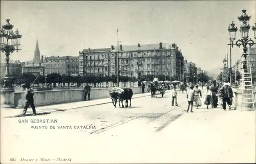 Ak San Sebastian Baskenland, St. Katharinenbrücke