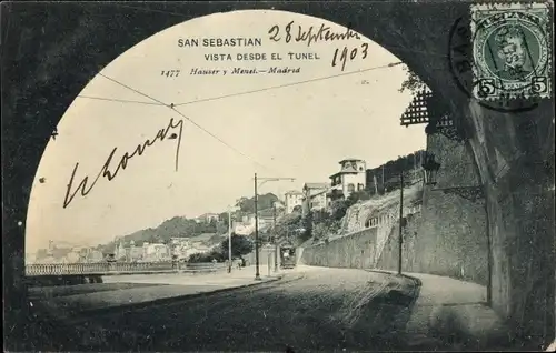 Ak San Sebastian Baskenland, Blick aus dem Tunnel