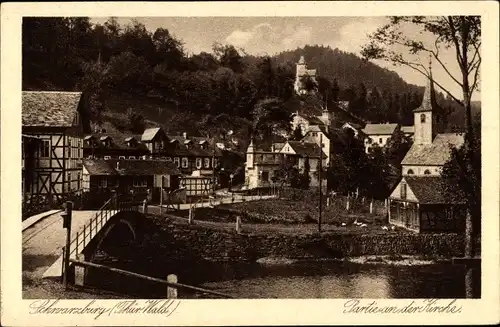 Ak Schwarzburg Thüringer Wald,  an der Kirche