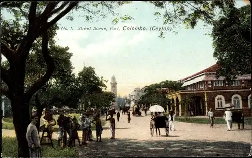 Ak Colombo Ceylon Sri Lanka, Straßenszene, Fort