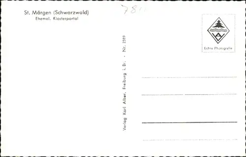 Ak Sankt Märgen im Schwarzwald, Ehemaliges Klosterportal