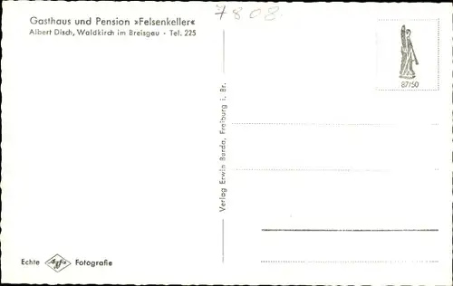 Ak Waldkirch im Breisgau Schwarzwald, Gasthaus und Pension Felsenkeller