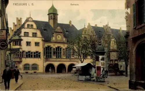 Ak Freiburg im Breisgau Baden Württemberg, Rathaus, Litfaßsäule