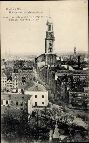 Ak Hamburg Mitte Neustadt, Michaeliskirche, Kirche St. Michaelis, Michel, Mühlenstraße