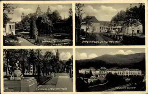 Ak Bad Wildungen in Hessen, Hotel Fürstenhof, Georg Viktorquelle, Wandelhalle, Brunnenallee